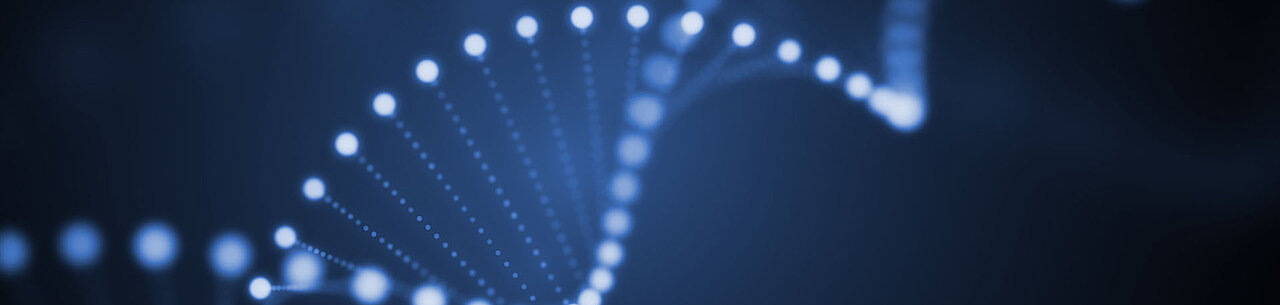 Blau leuchtender DNA-Strang