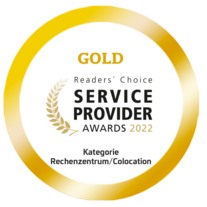 Sieger des Service Provider Awards 2022, gold und kreisförmig umrandet